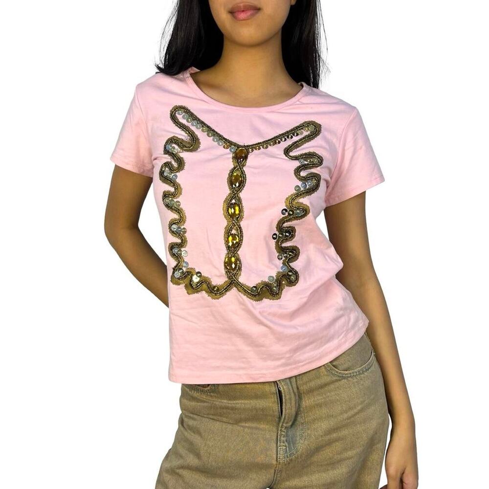 Custo Barcelona Sequins Pink Top